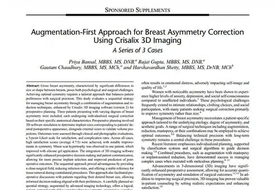 Augmentation-First Approach for Breast Asymmetry Correction Using Crisalix 3D Imaging - Dr Rajat Gupta