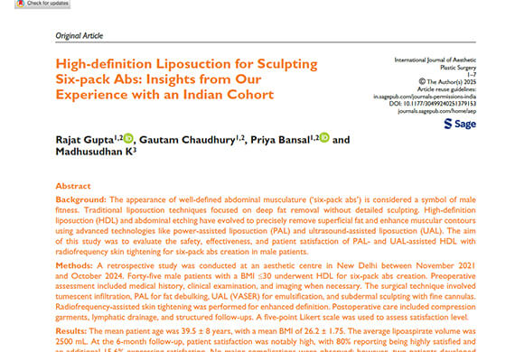 High-definition Liposuction for Sculpting Six-pack Abs- Insights from Our Experience with an Indian Cohort - Dr Rajat Gupta High-definition Liposuction for Sculpting Six-pack Abs- Insights from Our Experience with an Indian Cohort - Dr Rajat Gupta